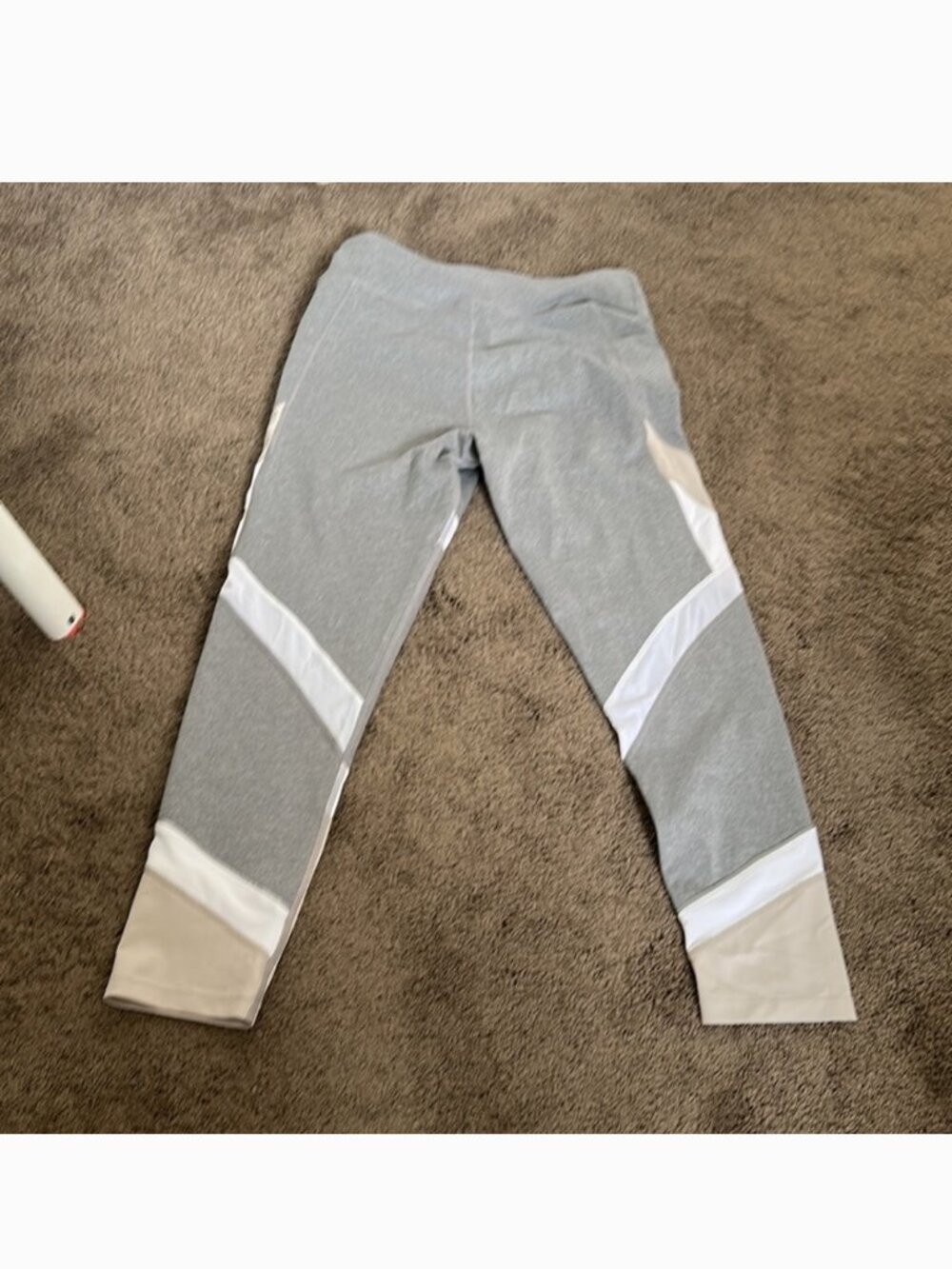 Calvin Klein Performance Moisture-Wicking Colorblock Leggings - Grey/Tan/White - Picture 9 of 14